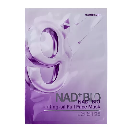 Numbuzin No.9 NAD Bio Lifting Full Cover Facial Mask auduma sejas un zoda maskas ar liftinga efektu 28ml 